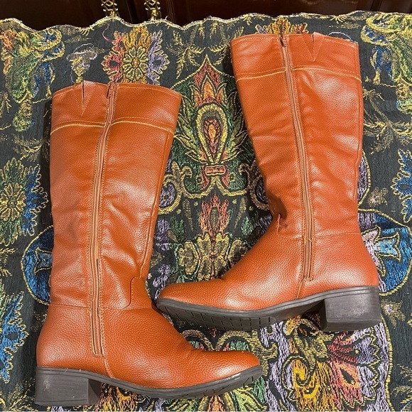 NAUTICA Gallaway Knee High RIDING BOOTS Equestrian TAN Round Toe Womens Size 8 - Picture 7 of 14